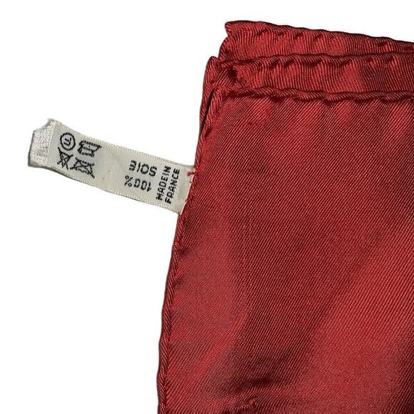 CELINE Paris 100% Silk Scarf Equestrian Motif Vintage Red Gold - Picture 7 of 16